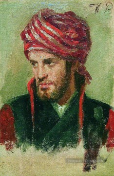 Portrait d’un jeune homme dans un turban Ilya Repin Peinture à l'huile